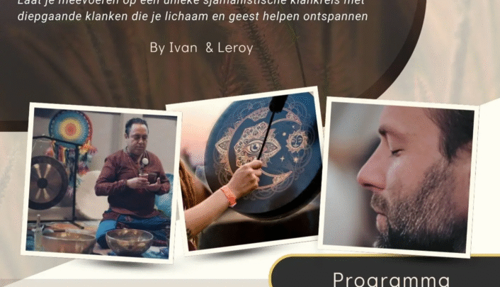 Poster Klankreis met heel veel informatie zoals datum, tijd, locatie, hoe je je aanmeldt, wat het is en programa.