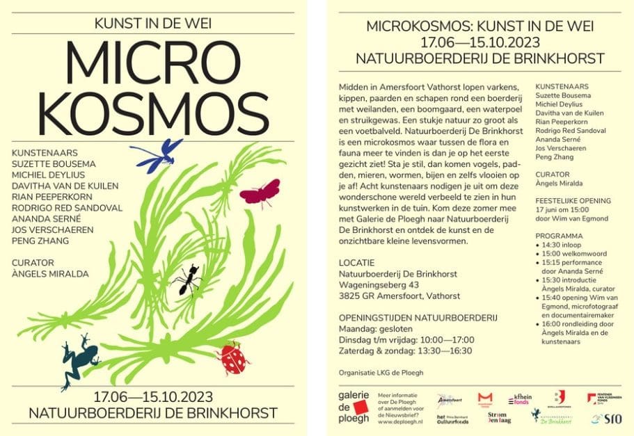 Flyer voor tentoonstelling kunst in de wei
